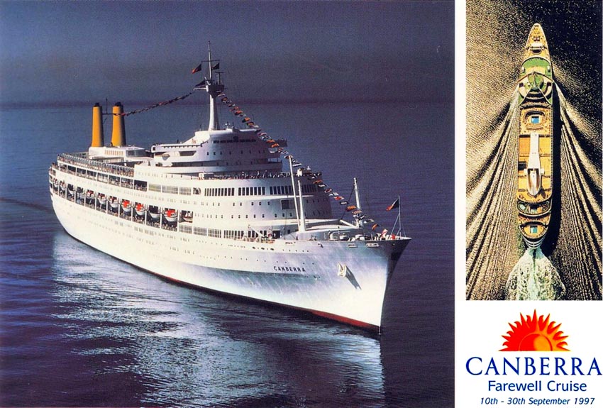 Ss Canberra P&O Ocean Liner crucero en Blanco Tarjeta Cumpleaños Padres Día